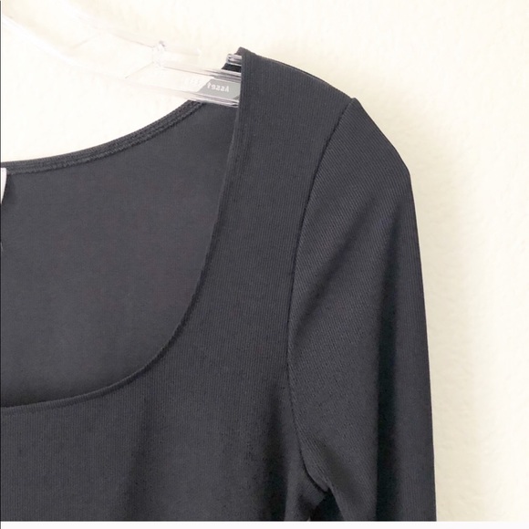 NWOT TOPSHOP square neck ribbed bodysuit black - Picture 6 of 10